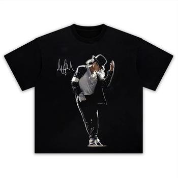 T-shirt Vintage Glitter Glove Michael Jackson Col Rond Premium Manches Courtes High Street Légende de la Musique Top Graphique Hommage