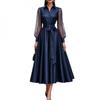 Elegant A-Line Long Sleeve Mesh Overlay Evening Dress Women Formal Occasion Party Gown