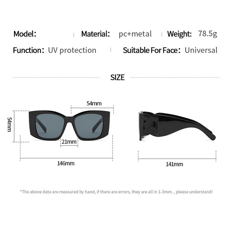 Luxury Brand Designer Oversized Square Sunglasses Women For Men Vintage Punk Elegant Sun Glasses Big Frame Twist Chain Shade