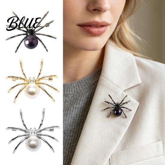Decorative Coat Brooch Spider Pin for Women Men, Faux Crystal Gothic Alloy Insect Badge Brooch, Halloween Punk Vampire Costume Accessories Cosplay