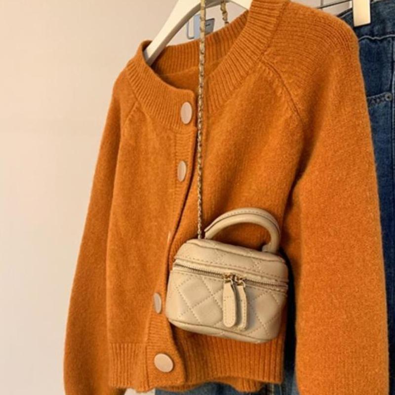 

Korean Style Short Knitted Cardigan for Women Autumn Winter Stylish Versatile Sweater Coat Top Thick S