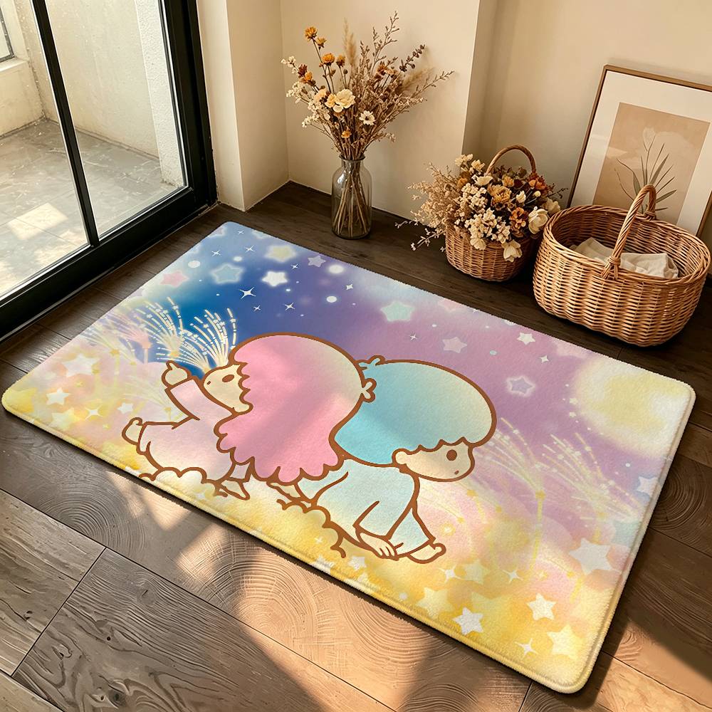 The Kawai L-Little Twin S-Star Cute Carpet Bathroom Anti-slip Mat Door Mat Home Decoration Mat Entrance Mat Scratch-resistant