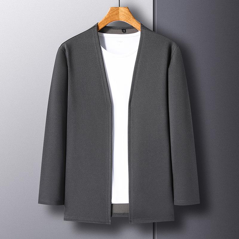 Top lavorato a maglia tinta unita autunnale da uomo, Maglia casual, Cardigan alla moda, Giacca da uomo sottile