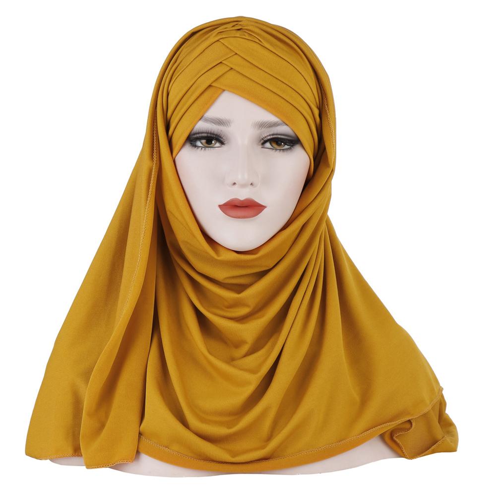 muslim jersey instant hijab scarf for women femme musulman ready to wear hijabs underscarf cap and headscarf two in one