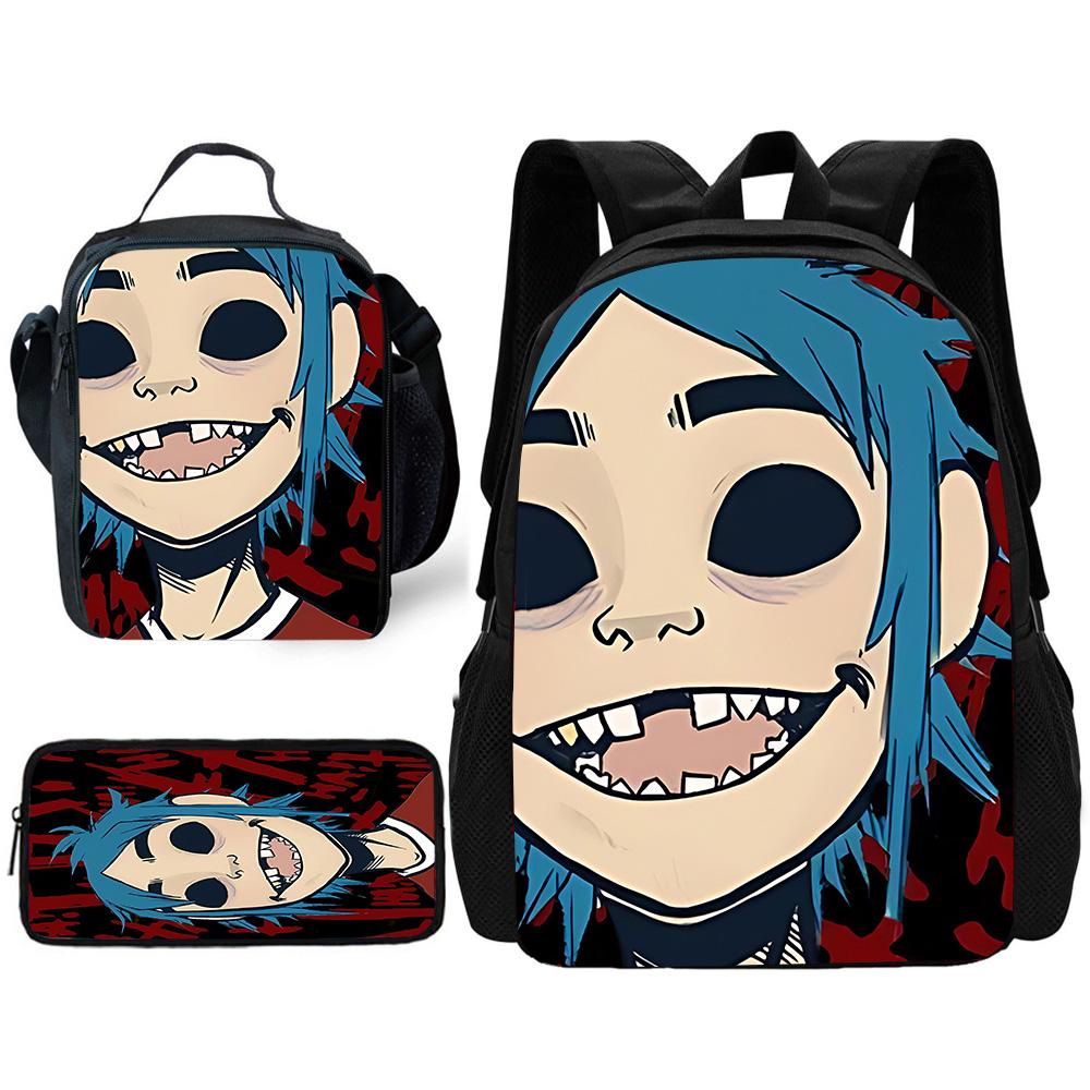Child School Virtual Character Gorillazs-Backpack with Lunch Bags ,Pencil Bags ,School Bags for Boys Girls Best Gift