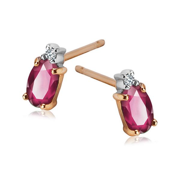 Gold Earrings with Rubies and Diamonds