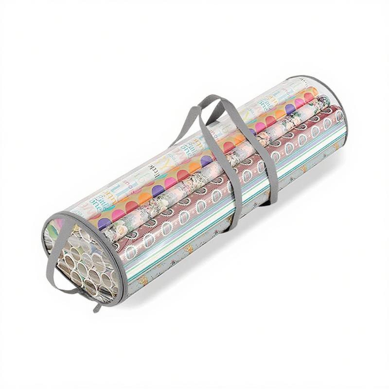 Large Capacity Wrapping Paper Organizer Oxford Fabric Tear Resistant with Tool Pockets for Household Storage