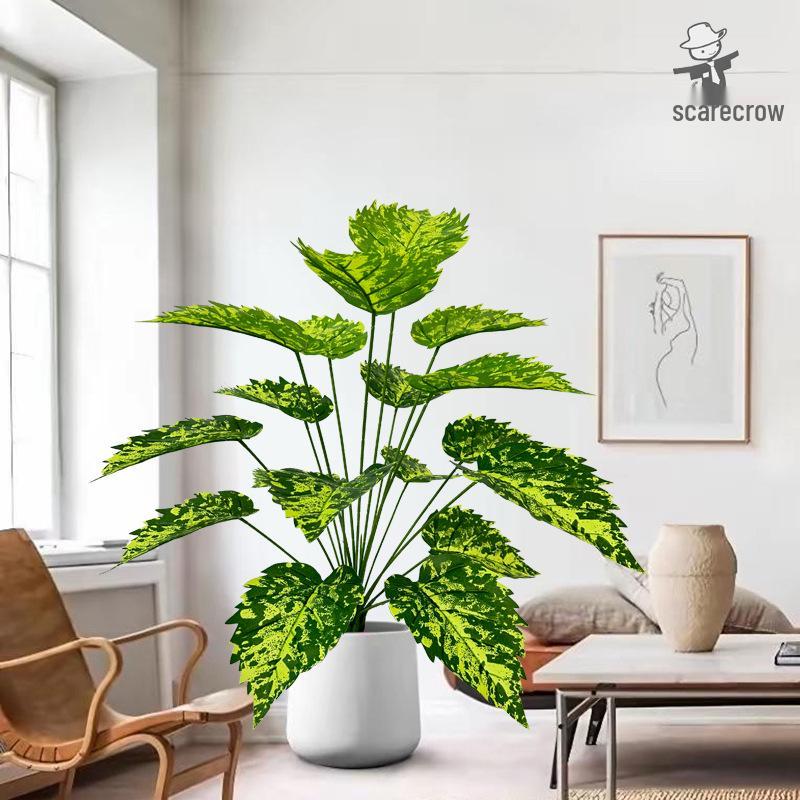 Nordic Style Mint Leaf Artificial Bonsai - Floor Standing Fake Plant for Indoor Decor and Living Room Ornament.