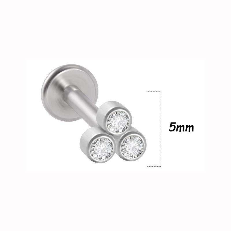 Titanium Steel 1.2 Gauge Crystal Cluster Triangle Lip & Ear Piercing Ring