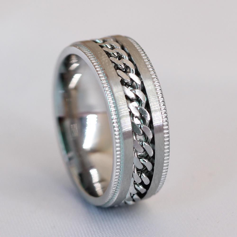European & American 304 Stainless Titanium Steel 8MM Couple Matching Rings Size 7