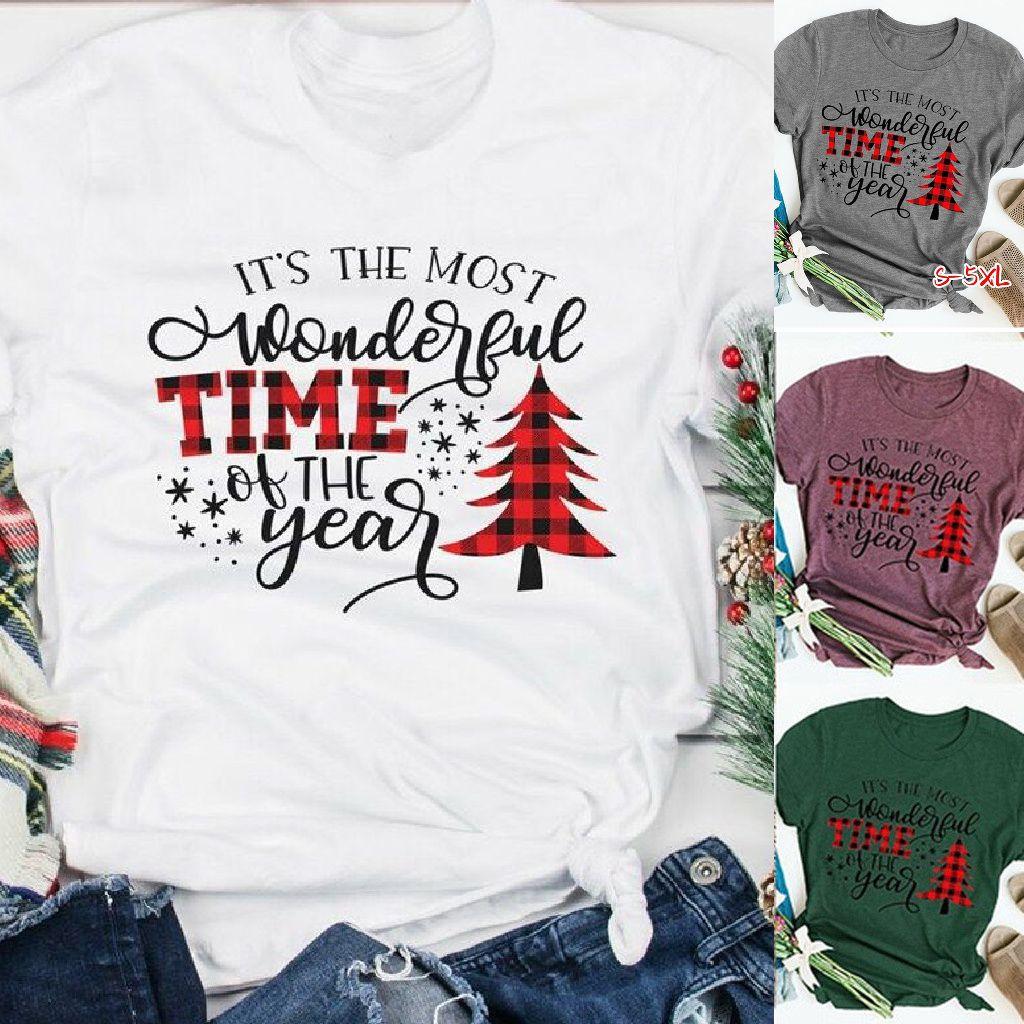 Weihnachtsoberteile für Damen mit kurzen Ärmeln und weichem Baumwollmaterial für festlichen Komfort**