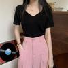 Short-sleeved T-shirt Female Thin Slim Slim Design Sense Niche Short Wind Top Bottoming Casual Essential Comfort and Style Slim Fit Pullovers Tees