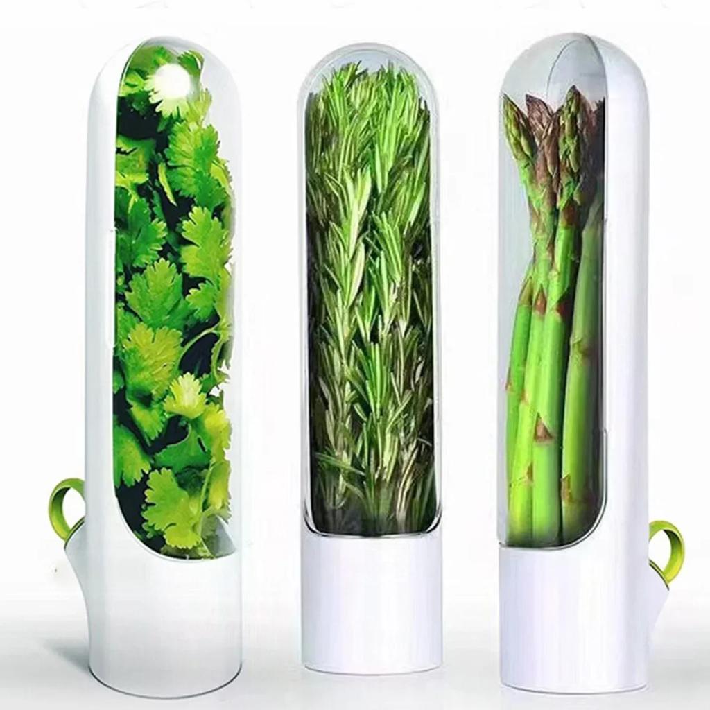 Saver Pod Container Refrigerator Herb Crisper Vegetable Preserving Bottle Keep Herb/Cilantro/Mint/Parsley/Asparagus Fresh Home