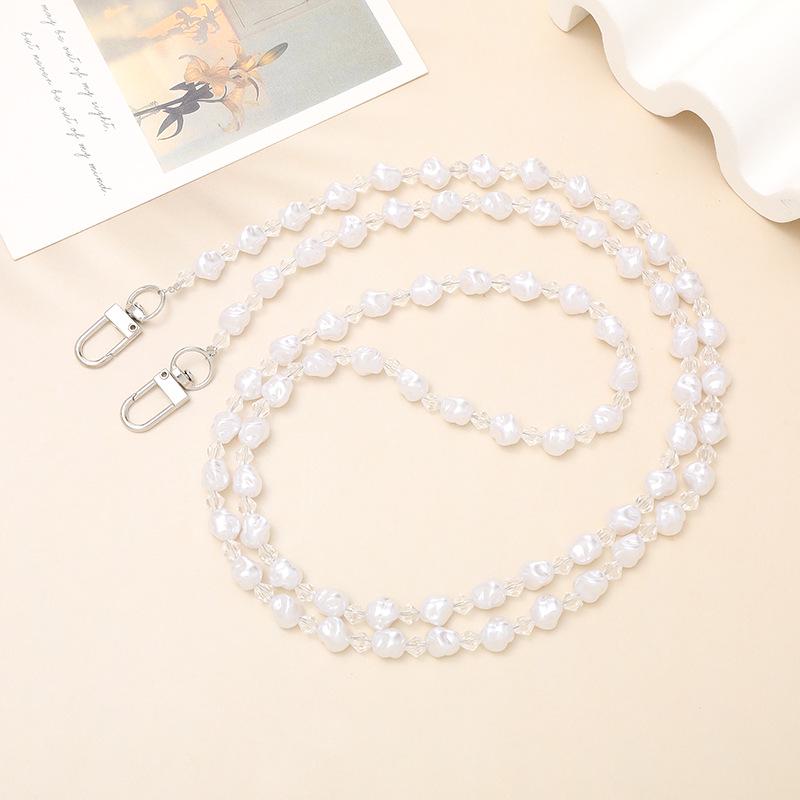 Handmade Pearl Crossbody Phone Case Lanyard with Beaded Charm