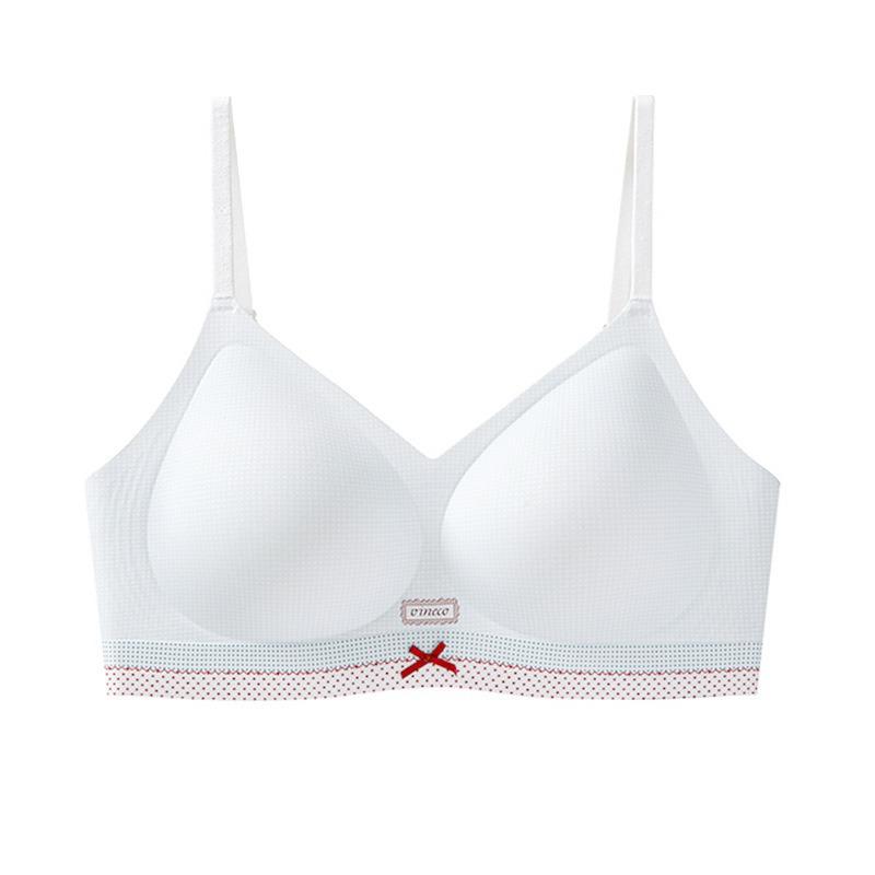 Polka Dot Bow Sweet Ballet Style No Wire Bra For Women