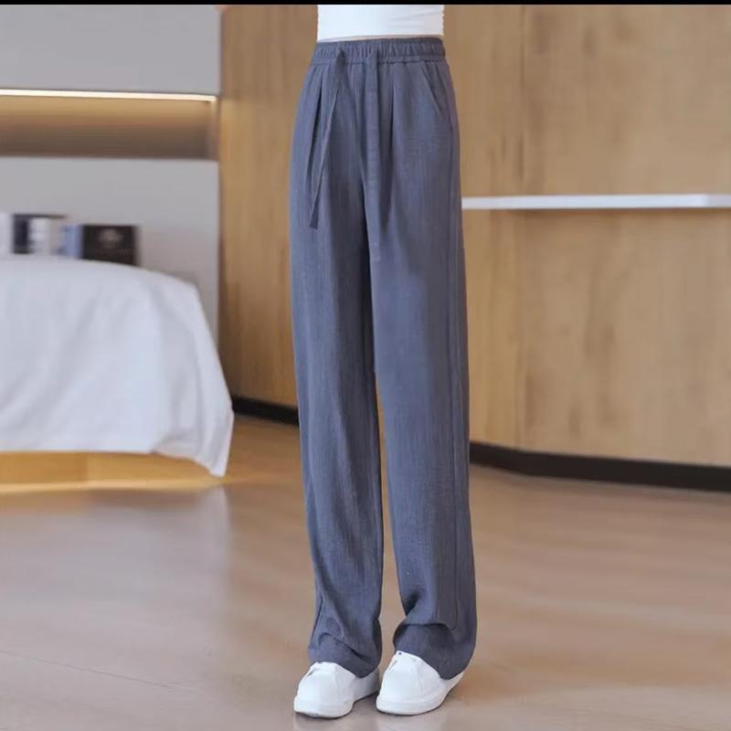 

Women s Tie-Dye Ice Silk Wide-Leg Pants: High-Waisted, Drawstring, Casual Floor-Length for Spring/Summer. M (For 85-105 Jin)
