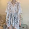 Crochet Sweater Knitted Bikini Cover Up V-neck Beach Wear Hollow Out Swimsuit Cover Up  Summer