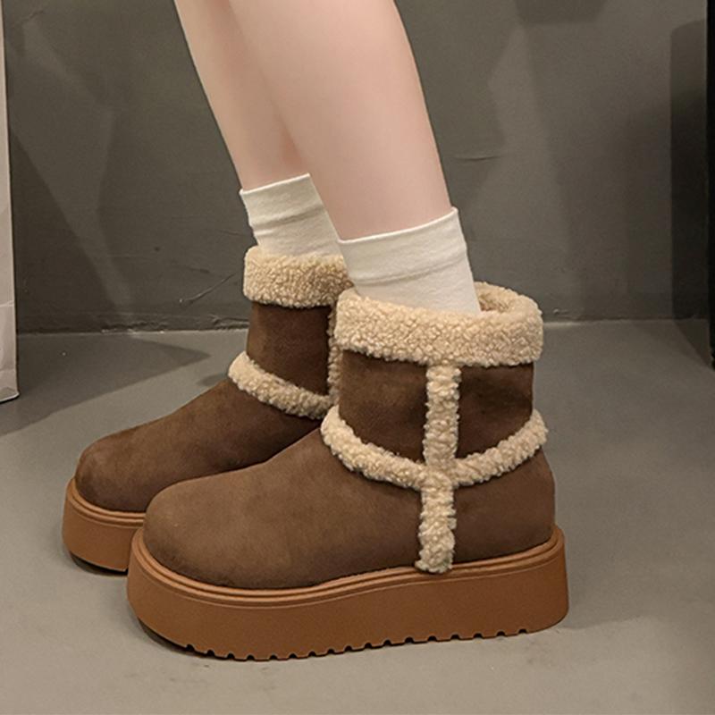 

Fur Women Snow Boots Flats Platform Suede Cotton Shoes Designer Sport Ankle Boots Fashion Casual Comfort Winter Mujer Botas 40