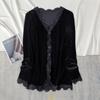 Women's Elegant Lace Trim V-Neck Long Sleeve Blouse