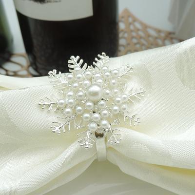 10pcs/lot Christmas Hollow Snowflake Napkin Ring Metal Napkin Ring Hotel Holiday Napkin Buckle Tableware Decorations