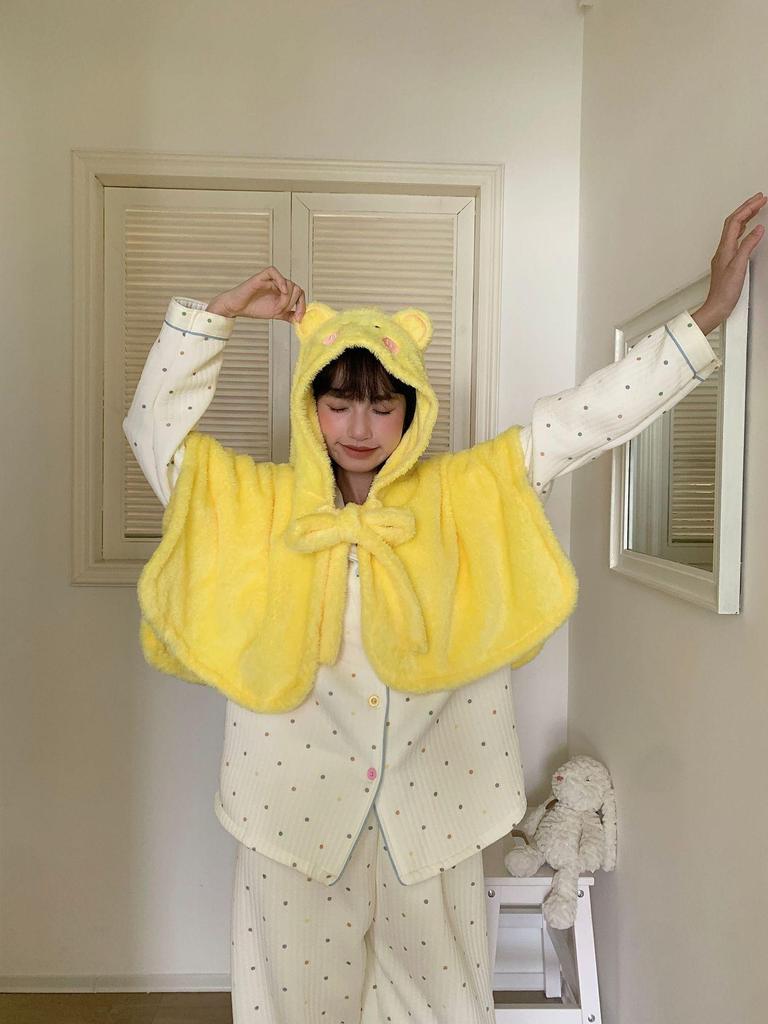 2025 Trendy Winter Hooded Shawl Cape: Thickened Bathrobe Blanket for Office, Cute Student Style.
