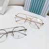 Men's Retro Double Bridge Half-Frame Rimless Anti-Blue Light Prescription Glasses