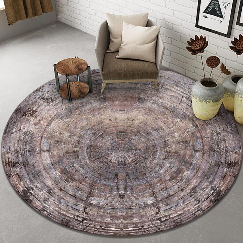 Abstract Style Round Rug for Hanging Chair Coffee Table Non-Slip Circle Carpet Accent Mat for Living Room Bedside Floor Decor