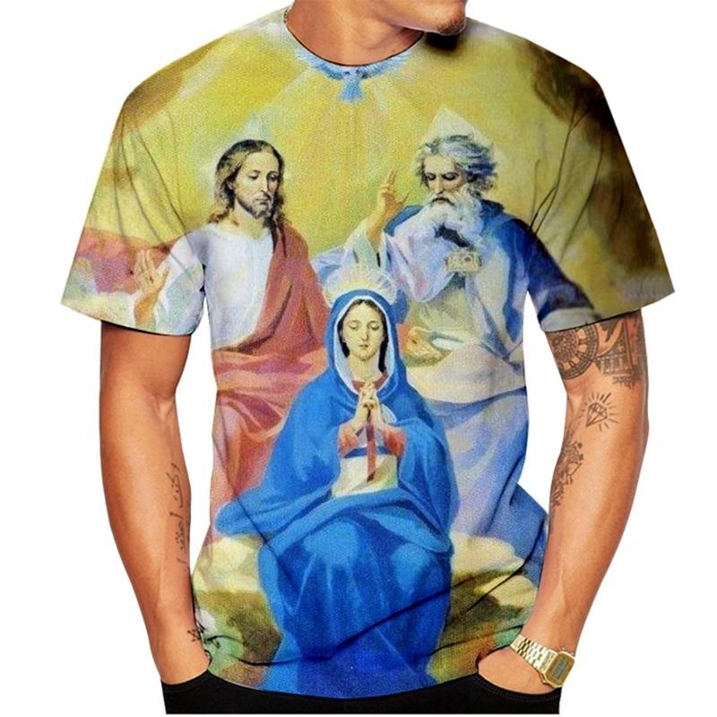 3D Print Saint Mary Retro Harajuku Sports Quick-dry Breathable Men Women T-shirt Outdoor Street Casual Parent-child Short Sleeve