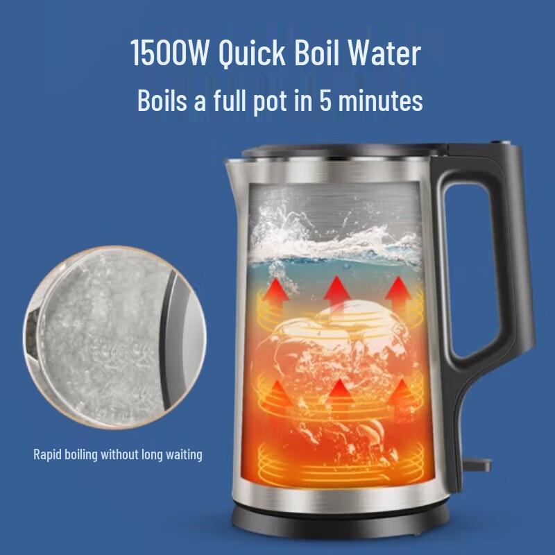 Midea 1.7L Double-Layer Anti-Scald Electric Kettle CN plug (adapter included)