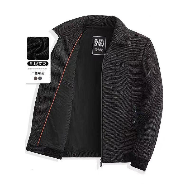 Thick Chenier Men's Dad Spring and Autumn Jacket Medium Old Father Jacket Casual Lapel New