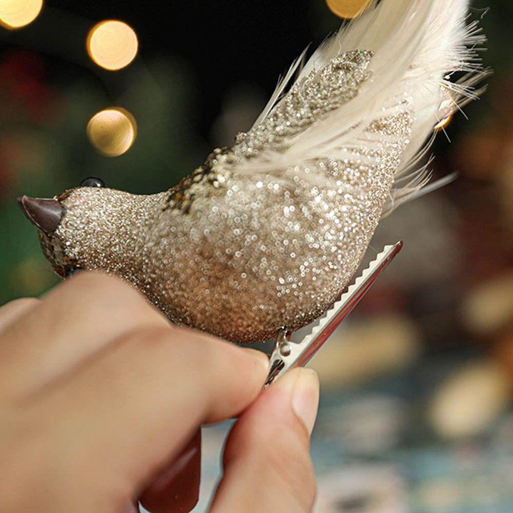 Ornement d'Oiseaux de Noël en Mousse Colorée Oiseaux Artificiels Décoration d'Arbre de Noël Pendentif d'Oiseau Simulé Fait Main Noël