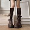 Temperament super fire retro versatile belt buckle boots Maillard but knee boots women's autumn and winter new models