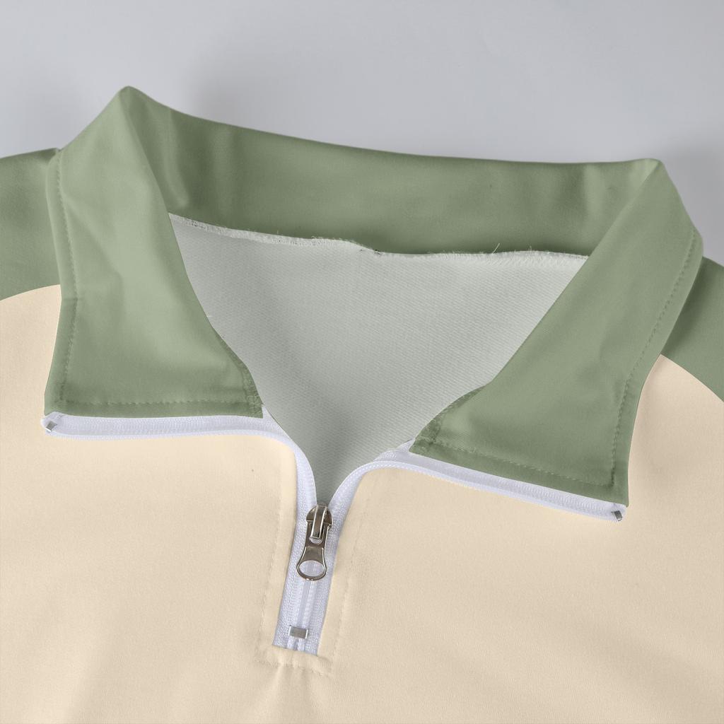 Men's Casual Long-Sleeved Collared Quarter-Zip Sweatshirt