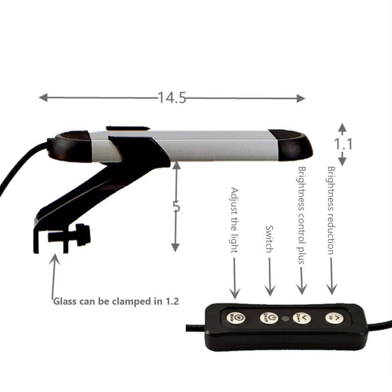 Clip On Aquarium Light, 8W Waterproof Dimmable USB Lamp With Memory Function, Fish Tank Full