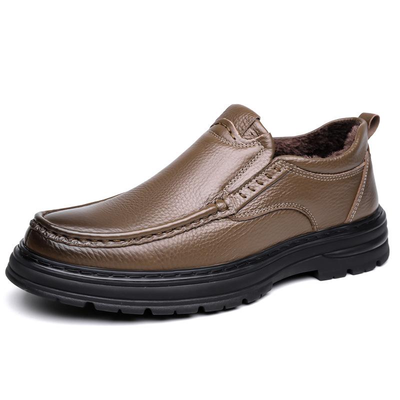 Autumn Winter Business Leather Shoes for Men Solid Color Keep Warm Casual Shoe Male Fashion Antiskid Designer Dress Shoes Man