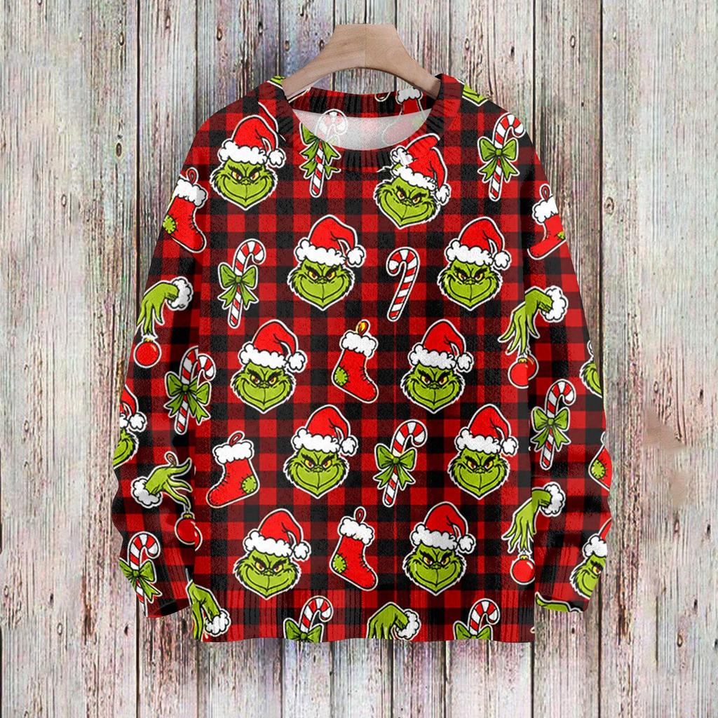 Women's Casual Christmas Print Long Sleeve Neck Knit Sweater