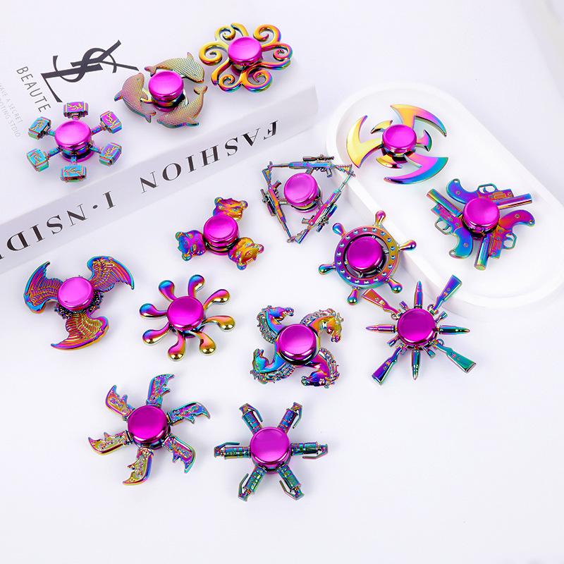 New Colorful Rainbow Alloy Fingertip Gyro Decompression Creativity Finger Spinners Hand Fidget Small Toys