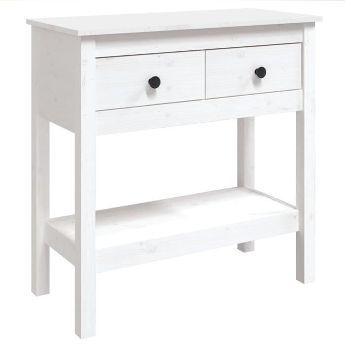 VidaXL Table console Blanc 75x35x75 cm Bois massif de pin 814620