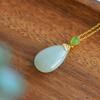 Xinjiang Hotan Jade S925 Silver Blue Water Drop Pendant Necklace with Certificate