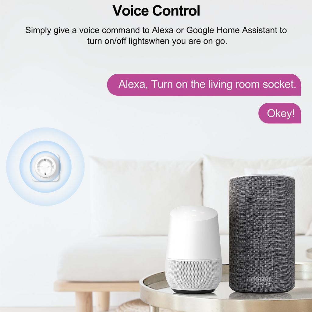 KT-PM09 APP/Voice Control Smart WiFi Plug 20A 4200W Wireless Home Outlet Socket with Power Monitor Function