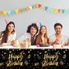 Ruisita 2 Pack Black Gold Table Cloth Cover Happy Birthday Tablecloth Party Tablecloths Rectangular Table Cloth Cover for Indoor or Outdoor Parties