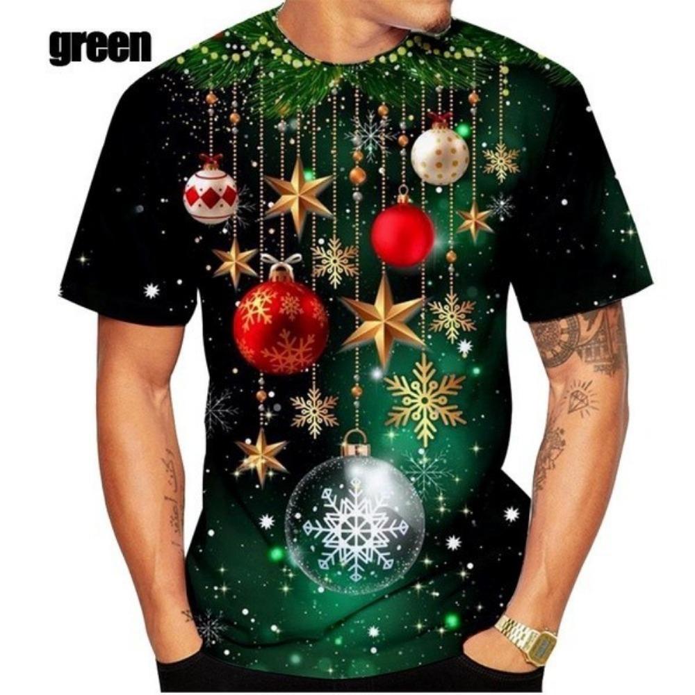 New summer 3D Christmas printed men's T-shirt, casual plus size T-shirt