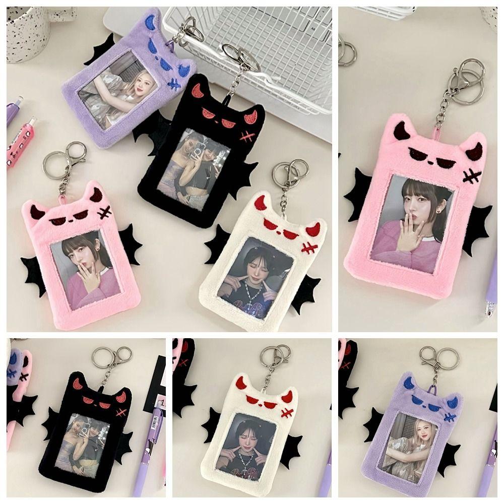 Bat Demon Cartoon Plush Photocard Holder Transparent Photo Protective Case Bus Card Holder  Outdoor