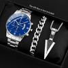 Watch Three-Piece Men'S Accessories Watch Ring Necklace Bracelet Men'S Quartz Watch