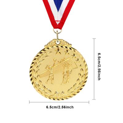 6,5cm Volejbalová medaile Sportovní odměny s krční stuhou Soutěžní ocenění Kovové medaile pro vítěze pro maraton Míčové hry