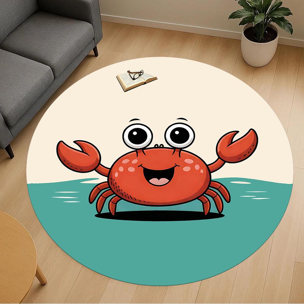1 Stück Krebs Meer Rund Stuhlmatte Büro Teppich - Rutschfest, Fußmatte für Büro, Schlafzimmer, Ideales Wohndeko Geschenk c0112003
