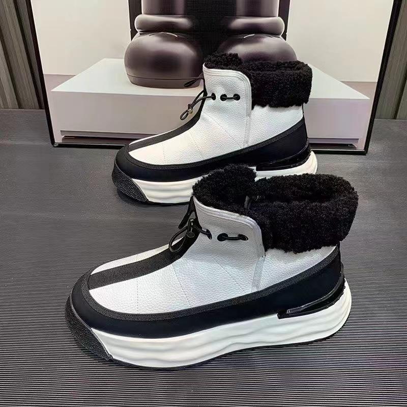 Fashion Spring Autumn New Men's Shoes High cut Thick soled Snow Boots Anti slip Waterproof Cowhide British Style Versatile Casual Boots