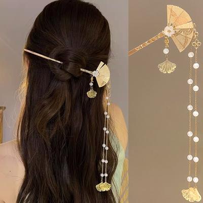 Vintage Chinese Flower Fringe Hair Sticks Fashionable Female Metal Hairpin Hair Stick Hairwear Hair Ornament Jewelry Accessories