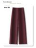 Ancola Women's Red Fleece-Lined Vintage Straight-Leg Jeans - Autumn/Winter 2024 Loose Slim-Fit Wide-Leg Pants.