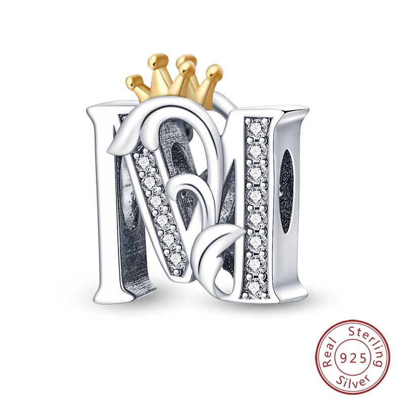 Charms Fit Qikaola Original Bracelets Classic Crown 26 Letters Alphabet Charms Beads For Women Fine Diy Wedding Jewelry Gift